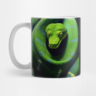 Vivid Realism: The Green Mamba in Oil Mug